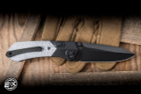 Remette RT Meteor Button Folding Knife Black Titanium Silver Carbon Fiber 3" M390 Drop Point Black RTPT-BDL