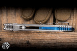 Microtech Marfione Select Socom Elite Manual Folding Knife Titanium, Blue Accents 4" M390 Spearpoint Stonewash 160RLS-10SMS3