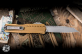 Microtech Cypher II OTF Automatic Knife Tan Aluminum 3.5" Wharncliffe Stonewash 1241-10TA