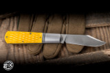 Jack Wolf Knives Gateway Barlow Folding Knife Yellow Jigged Bone 2.98" 14C28N Satin