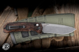Preowned-Benchmade Hunt Grizzly Creek Wood Folding Knife w/ Gut Hook 3.5" Satin 15060-2