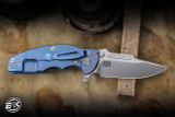 Rick Hinderer Knives Jurassic Folder Knife Triway Blue/Black/Blue Stonewash G10 3.38″ MagnaCut Frontier Clip Point 