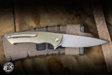 Herman Custom Knives Slim Folder Knife Titanium 3.74" Magnacut Clip Point Stonewash
