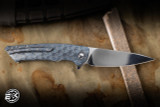 Herman Custom Knives Slim Folder Knife Tesseract Titanium 3.74" M390 Clip Point Very Shiny Stonewash