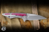 Koenig Knives Mini Goblin Frame Lock Flipper Knife Titanium/Cherry Twill Inlay 3" M390 Wharncliffe Brightwashed Polished Flats