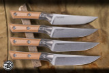 Microtech Steak Knife Kitchen Set Coyote Tan G10 Titanium Bolster 4.5" M390 Stonewash 3600B-10SETCE