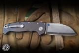 Demko Knives MGAD20XL Custom Folding Knife Anodized Titanium 4" SPG-STRIX Shark Foot Stonewash