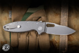 Demko Knives Shark-A-Tac Standoff Folding Knife Smooth Titanium 3.5" MagnaCut Clip Point Stonewash