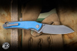 Hawk Knives Talon Folding Knife Ocean Blue Glass 3.5" M390 Tumbled