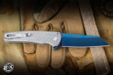Protech Malibu Manual Flipper Knife Tread Textured Stonewash Steel 3" MagnaCut Reverse Tanto Sapphire Blue