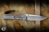Chris Reeve Knives Large Inkosi Folding Knife  Glass Blasted Titanium/Natural Canvas Micarta Inlay 3.6" MagnaCut Drop Point Stonewash  LIN-1118-006