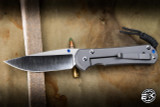 Left Handed-Chris Reeve Knives Large Sebenza 31 Folding Knife Glass Blasted Titanium, Blue Accents 3.6" MagnaCut Drop Point Polished L31-1017