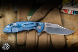 Rick Hinderer Knives XM-18 3" Bowie 20CV Black G10/Stonewash Blue Titanium
