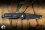 Pre-Owned Protech TR-3 Tactical Response SWAT Operator Automatic Knife Tritium Button Black Aluminum 3.5" 154CM Clip Point Black