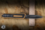 Microtech Scarab II Gen III Automatic OTF Knife Tan Aluminum 4" M390 Dagger Black 1280-1TA