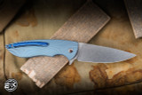 Herman Custom Knives Big Sting Folder Knife Titanium 3.74" M398 Spearpoint Shiny Stonewash