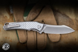 Hawk Knives Talon Folding Knife Barracuda Silver Twill Titanium 3.5" M390 Satin EK-3209