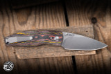 Three Rivers Manufacturing Neutron 2 Liner Lock Folding Knife 3D Contoured Sunset Orange CamoCarbon 3" MagnaCut Drop Point Stonewash TRM-N2LL-SSORCC-MC