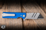 Chaves Knives CHUB Flipper Utility Knife Blue G10 2.6" Stainless Steel Reverse Tanto Stonewash