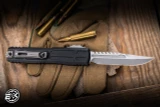 Microtech Ultratech EX-ZBP Interceptor Automatic OTF Knife Black Alumnium 3.5" M390MK Clip Point Stonewash 1117EX-10S