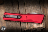 Preowned-Microtech Combat Troodon Gen III OTF Automatic Knife Red 4" Drop Point Serrated Stonewash 1143-11RD