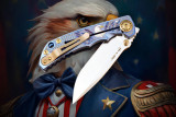 Spartan Blades SHF Harsey Folder Knife Uncle Sam Titanium 4" MagnaCut Spear Point Satin
