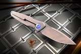 Spartan Blades Pandia Flipper Knife Satin Titanium, Blue Accent 3.25" MagnaCut Spearpoint Stonewash SF16SWBL
