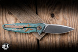 Spartan Blades Pandia Flipper Knife Satin Titanium, Bronze Accent 3.25" Damascus Spearpoint SF16DMBZ