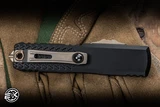 Microtech UTX-85 Gen IV Jedi Master OTF Automatic Knife Black Aluminum 3.1" M390 Dagger Green Part Serrated 12324-2JM
