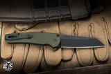 ProTech Malibu Button Lock Flipper Knife Green Aluminum 3.25" MagnaCut Reverse Tanto Black DLC 5403-GREEN