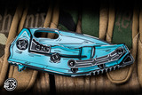 Heretic Knives "Medusa" Manual Folding Knife Cel-Shade Turquoise Aluminum 3" MagnaCut Recurve H010-CS-TQ