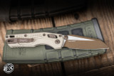 Microtech MSI Mini Ram-Lok Folding Knife Champagne Gold Frag Aluminum 3.25" M390 Wharncliffe 210M-1FRCGC19Z23