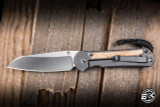 Left Handed-Chris Reeve Knives Large Sebenza 31 Folding Knife Glass Blasted Titanium, Box Elder Inlay 3.6" MagnaCut Insingo Stonewash L31-1127