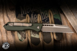 Heretic Knives "Jinn" Automatic Folding Knife OD Green Aluminum 3" MagnaCut Wharncliffe Bronze H113-7A-GRN