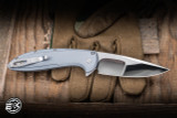 Preowned-ProTech Cambria Custom 004 Flipper Knife Grey Aluminum, TechnoCarbo Copper Inlay 3.5" Stainless Steel Drop Point Mike Irie Mirror Polish