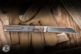 Jack Wolf Knives FeelBetter Jack Folding Knife Dark Blasted Starburst Titanium 3.38” S90V Wharncliffe Belt Satin