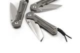 Left Hand-Chris Reeve Knives Large Inkosi Folding Knife Glass Blasted Titanium, Black Canvas Micarta Inlay 3.6" MagnaCut Tanto Stonewash LIN-1133