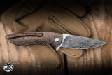 Herman Custom Knives Micro Sting Folding Knife Full Dress Black Timascus 2.8" Damasteel Drop Point