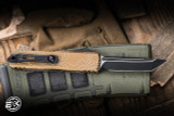 Microtech UTX-85 Gen IV OTF Automatic Knife Topographic Tan Aluminum 3.1" M390 Tanto Black 12334-1TPTA