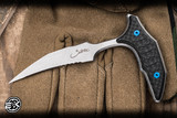 Microtech Marfione Select Bee Push Dagger Black Carbon Fiber, Blue Ti Accents 2.5" 440C Stonewash Full Serrated 218-12MS5