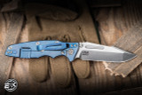 Rick Hinderer Knives Eklipse Skinny Non-Flipper Knife Orange G10/Stonewash Blue Titanium 3.5" MagnaCut Harpoon Spanto