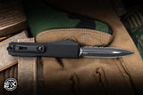 Microtech UTX-70 Gen IV Automatic OTF Knife Black Tactical Aluminum 2.5" M390 Dagger Full Serrated 11474-3T
