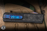 Guardian Tactical Apex OTF Knife Black Aluminum, Carbon Fiber Inlay 3.4" Blued Damascus Drop Point