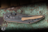 Hypercut Knives Custom "Bikkhu" Folding Knife Titanium, Shipwreck Camo Carbon Inlays 3.25" S45VN Clip Point Dark Stonewash