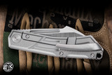 Stout Knife & Tool Sparrow Folding Knife Blast & Tumbled Titanium 3.25" M390 Hawksbill Satin Tumbled