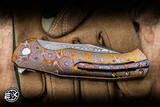 Herman Custom Knives Mantis Folding Knife Black Timascus 3.7" Vegas Forge Clip Point Mirror Polish