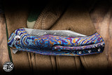 Herman Custom Knives Mantis Folding Knife Black Timascus 3.7" Damasteel Clip Point Mirror Polish Satin Finish