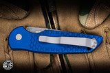 ProTech TR-3 Tactical Response Automatic Knife Blue Fish Scale Aluminum, White Pearl Button 3.5" 154CM Acid Wash - Blade Show Exclusive