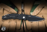ProTech TR-5 Tactical Response Automatic Folding Knife Feather Textured Black Aluminum, Black Lip Pearl Button 3.25" S35VN Black DLC - Blade Show Exclusive