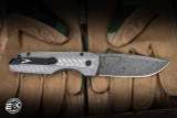 ProTech Vero Designs Custom Synapse Automatic Folding Knife 2 Tone Blasted/Tumbled Herringbone Textured Steel 3.5" Nichols Raindrop Damascus SYNAPSE2.2026.002